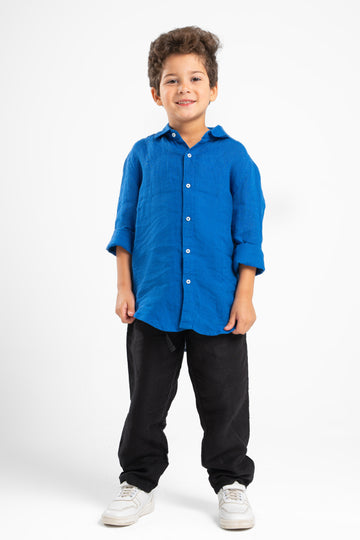 BLACK LITTLE ONES LINEN PANT