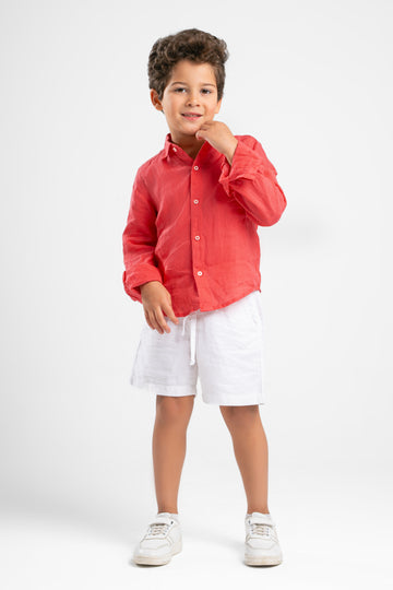 WHITE LITTLE ONES LINEN SHORT