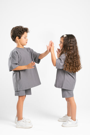 DARK GREY LITTLE ONES DUSTY BOX-TEE