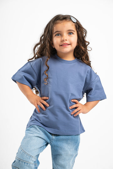 LIGHT NAVY LITTLE ONES SUMMER MELTON BOX-TEE