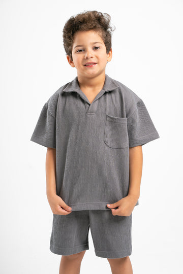 DARK GREY LITTLE ONES RIDGED BOX-TEE