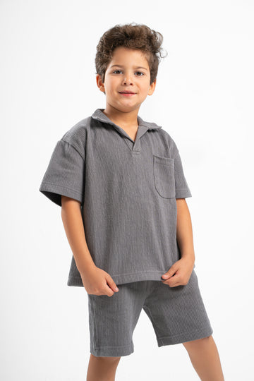 DARK GREY LITTLE ONES RIDGED SHORT