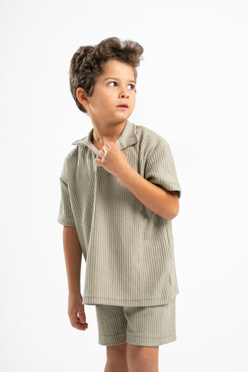 MINT GREEN LITTLE ONES MINIMAL RIBBED BOX-TEE