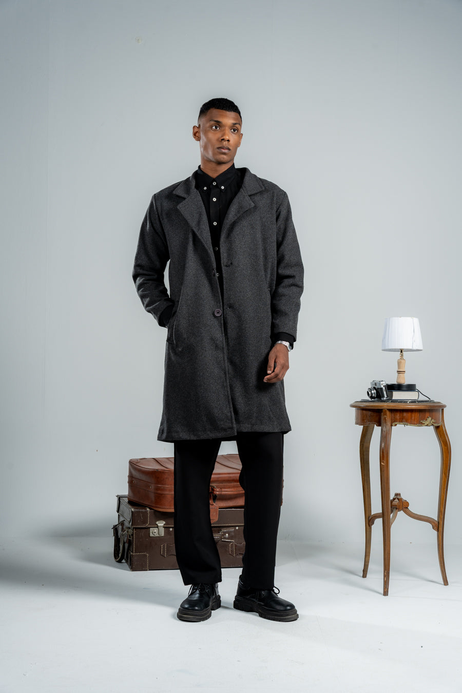 MEN GREY WOOL COAT