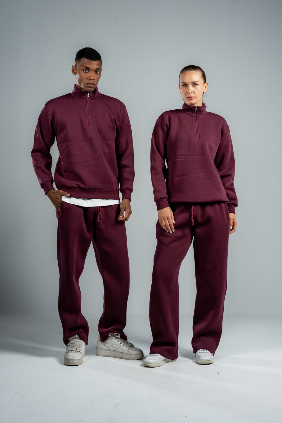 QUARTER-ZIP BURGUNDY SWEATSHIRT