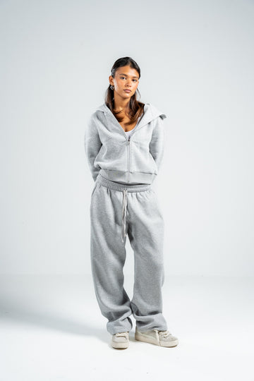 ASH GREY CROPPED FULL ZIPPER
