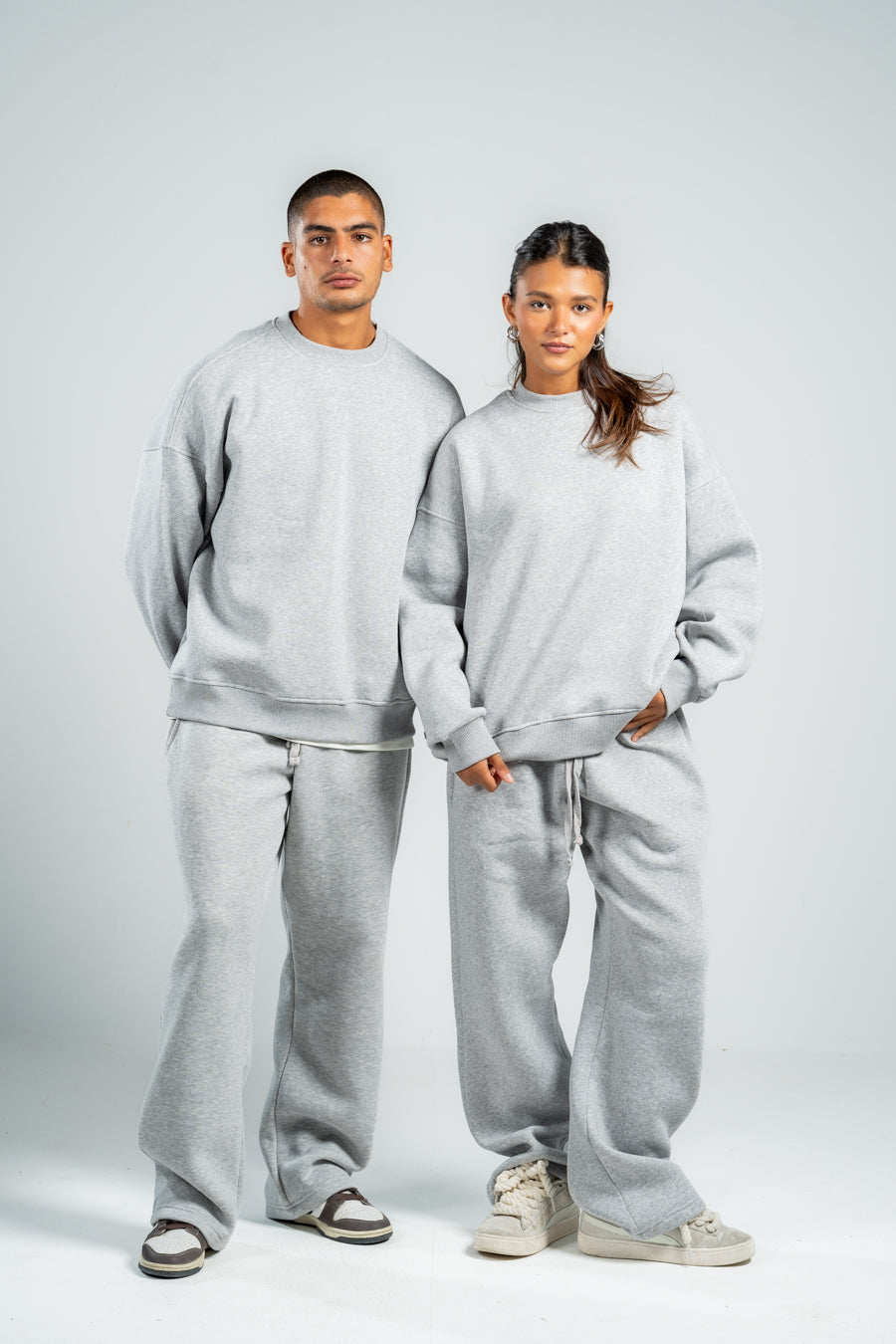 ASH GREY BOXY-FIT CREWNECK