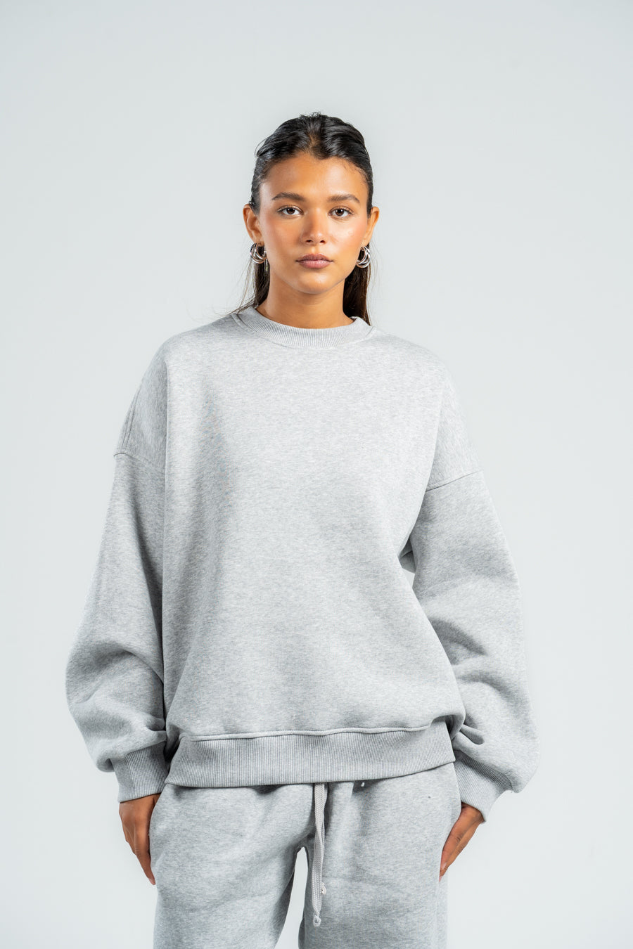 ASH GREY BOXY-FIT CREWNECK