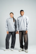 QUARTER-ZIP LIGHT GREY SWEATSHIRT