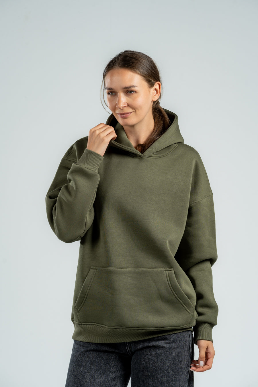 KHAKI GREEN OVER-SIZED HOODIE