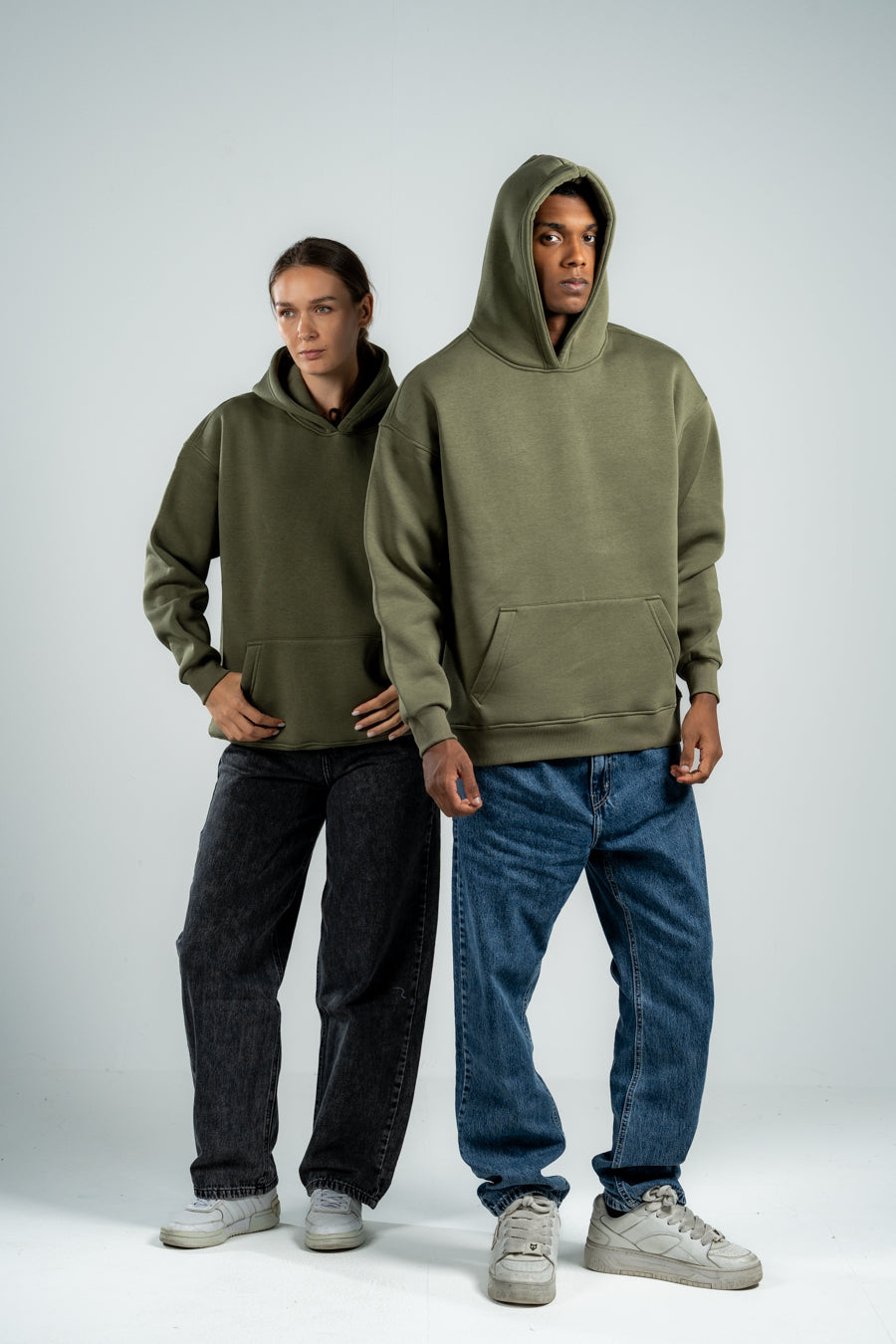 KHAKI GREEN OVER-SIZED HOODIE