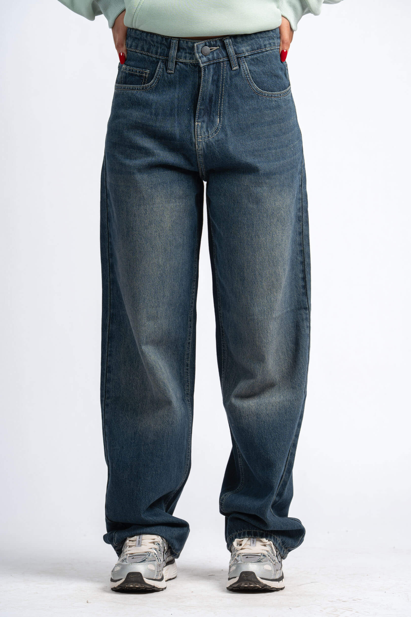 WASHED GREEN OVERSIZED DENIM PANTS