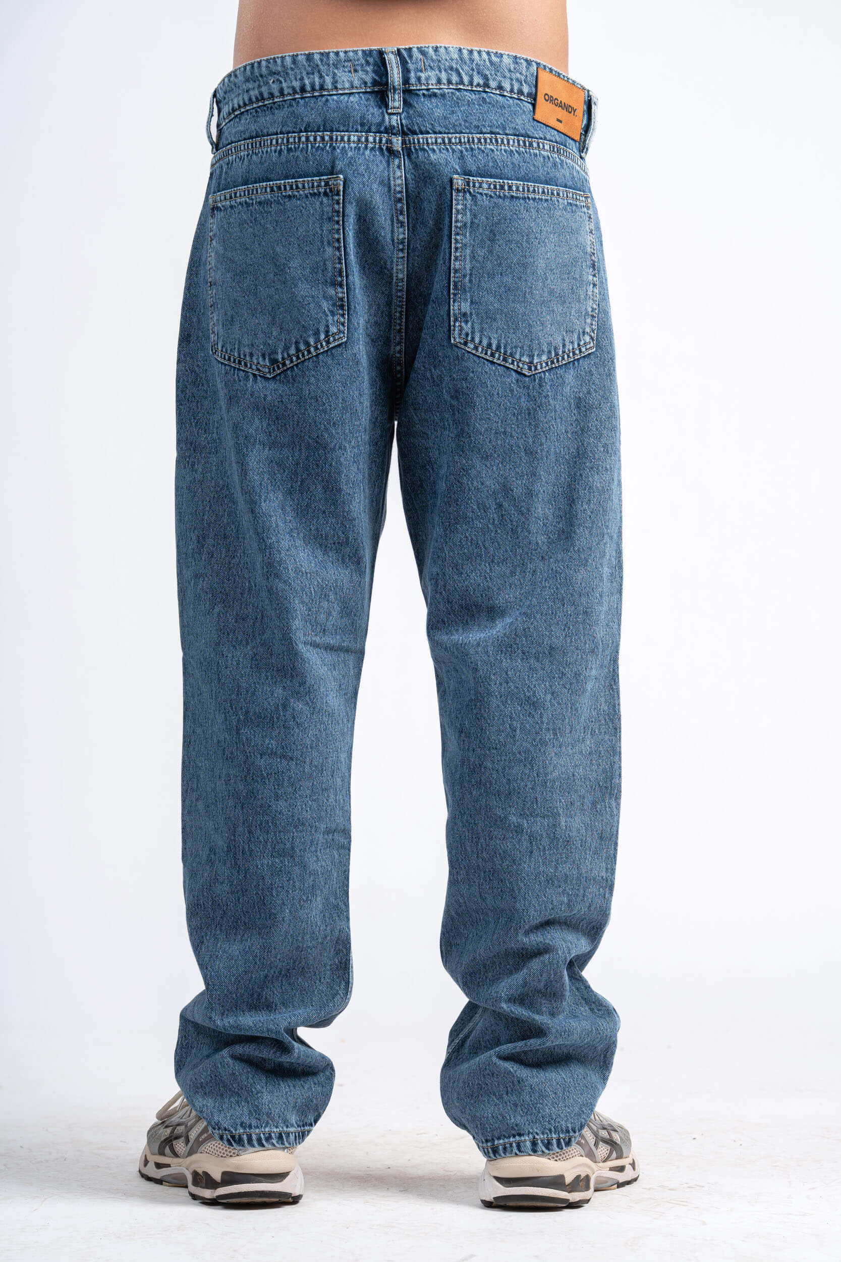 Blue jeans on a white background