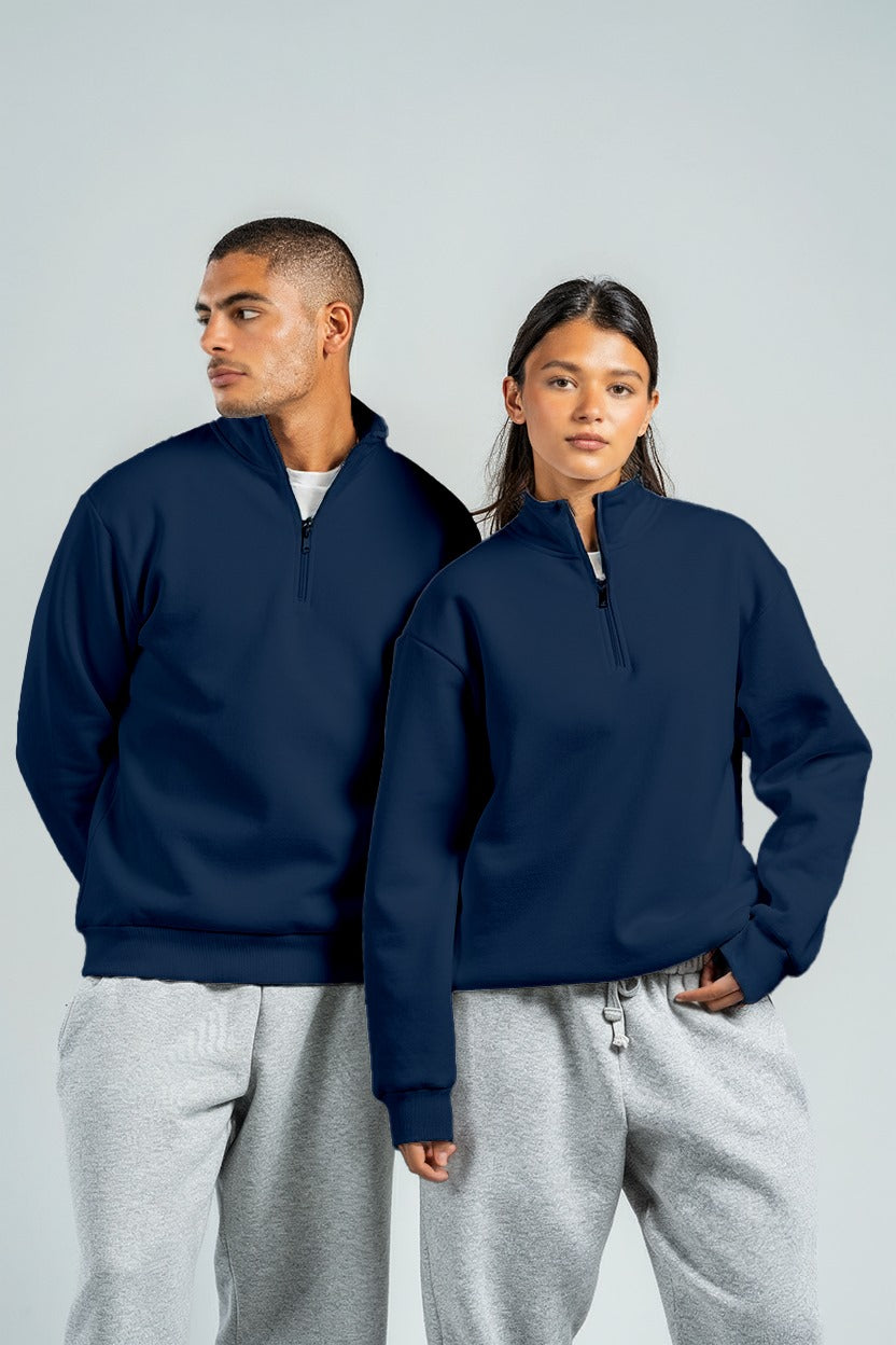 QUARTER-ZIP NAVY SWEATSHIRT