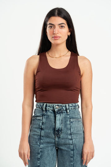 DARK BROWN SLEEVELESS TOP