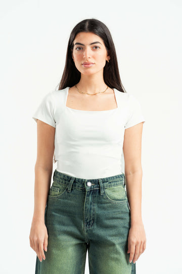 OFF-WHITE SQUARE NECK HALF SLEEVES TOP