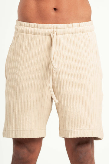 BEIGE WAVY PLEATED SHORT