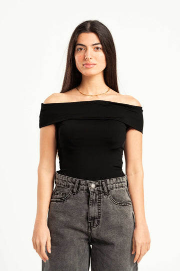 BLACK OFF-SHOULDER TOP