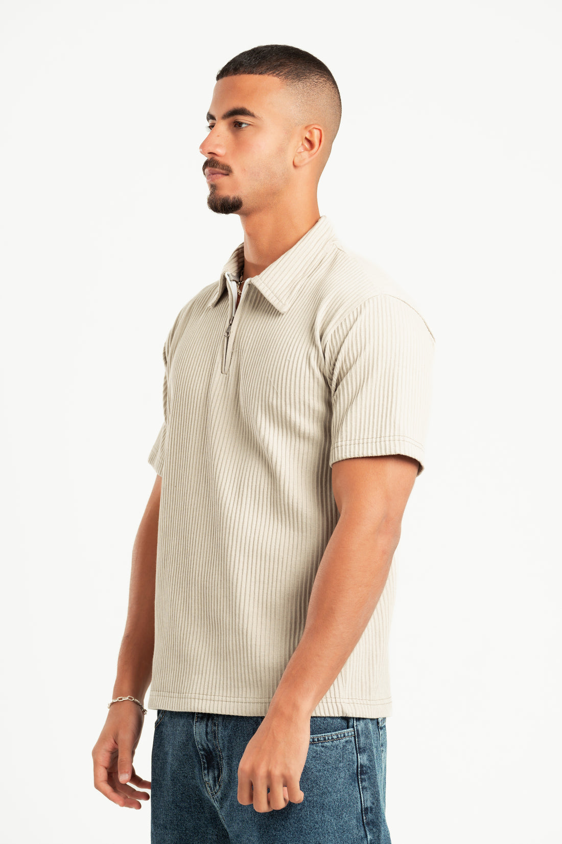 LIGHT MINT RIBBED QUARTER ZIPPER