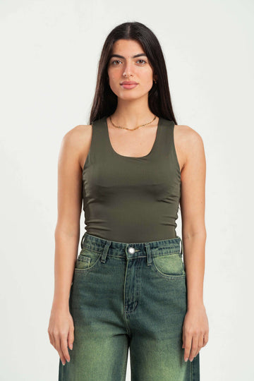 FOREST GREEN SLEEVELESS TOP