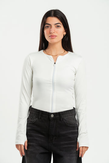 OFF-WHITE FULL-ZIPPER TOP