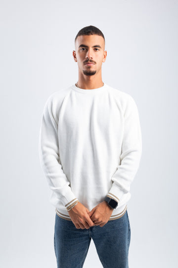 DOUBLE STRIPE OFF-WHITE PULLOVER