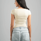 BUTTERMILK YELLOW COTTON SQUARE NECK TOP