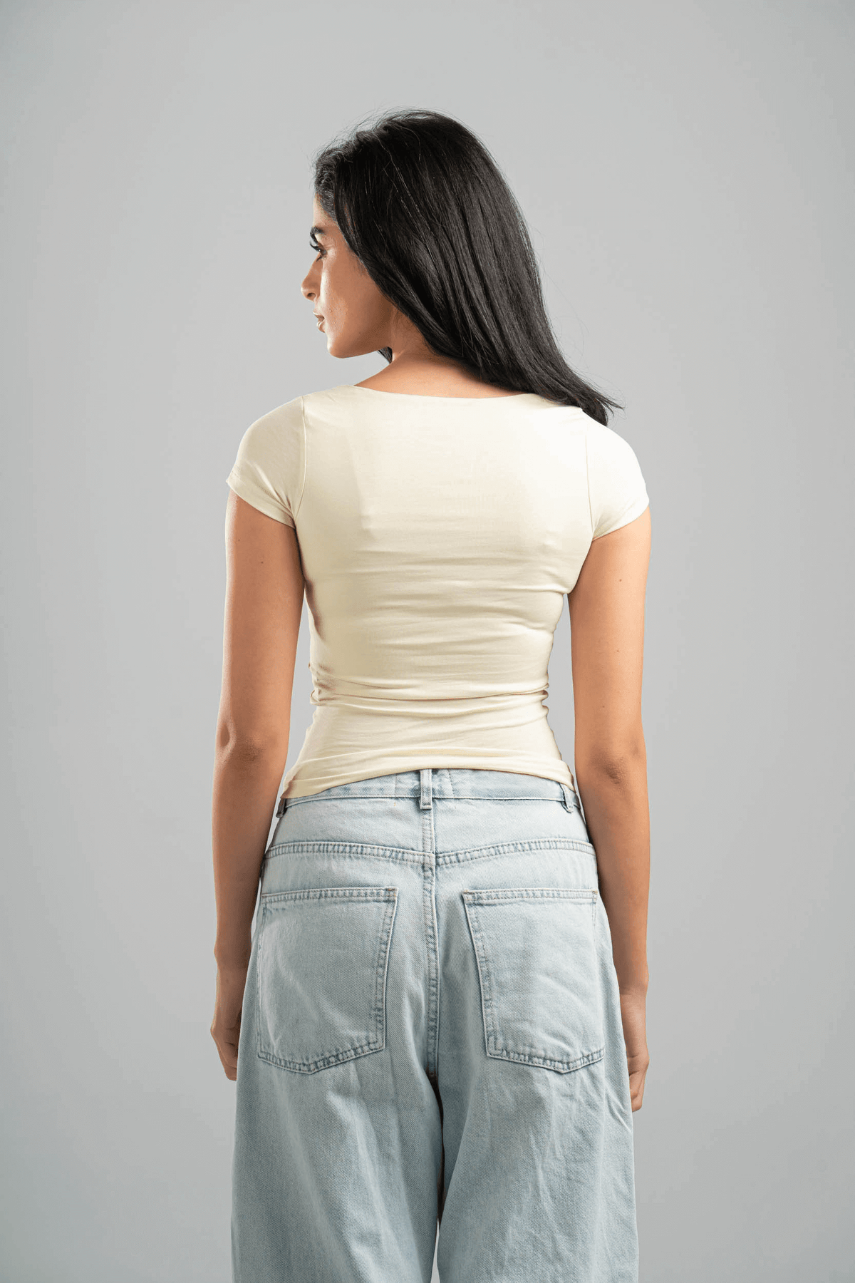 BUTTERMILK YELLOW COTTON SQUARE NECK TOP