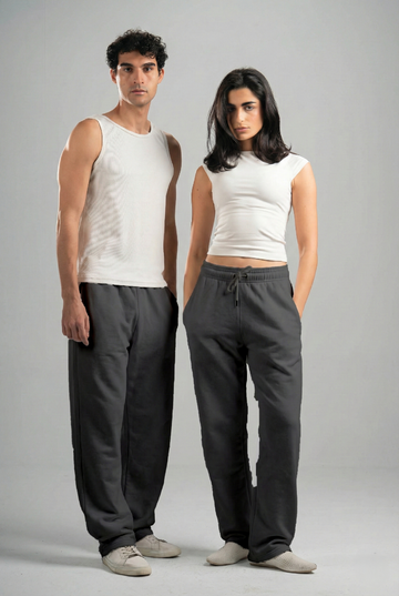 CHARCOAL GREY RELAXED LIGHTWEIGHT SWEATPANTS