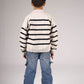 LIGHT BEIGE MINI STRIPE KNITTED CARDIGAN