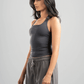 DARK GREY HALTER NECK BASIC TOP