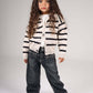 LIGHT BEIGE MINI STRIPE KNITTED CARDIGAN