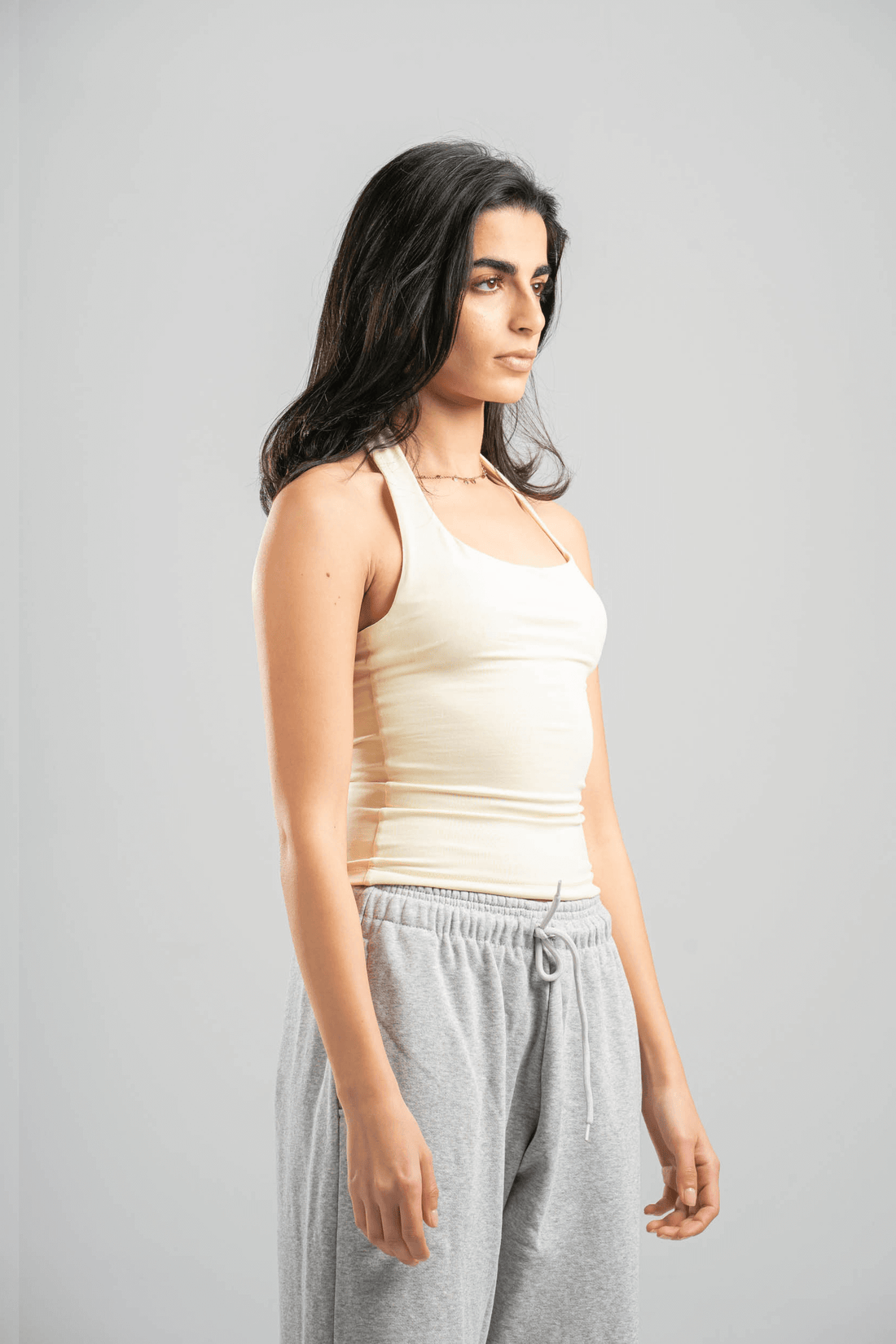 BUTTERMILK YELLOW HALTER NECK BASIC TOP