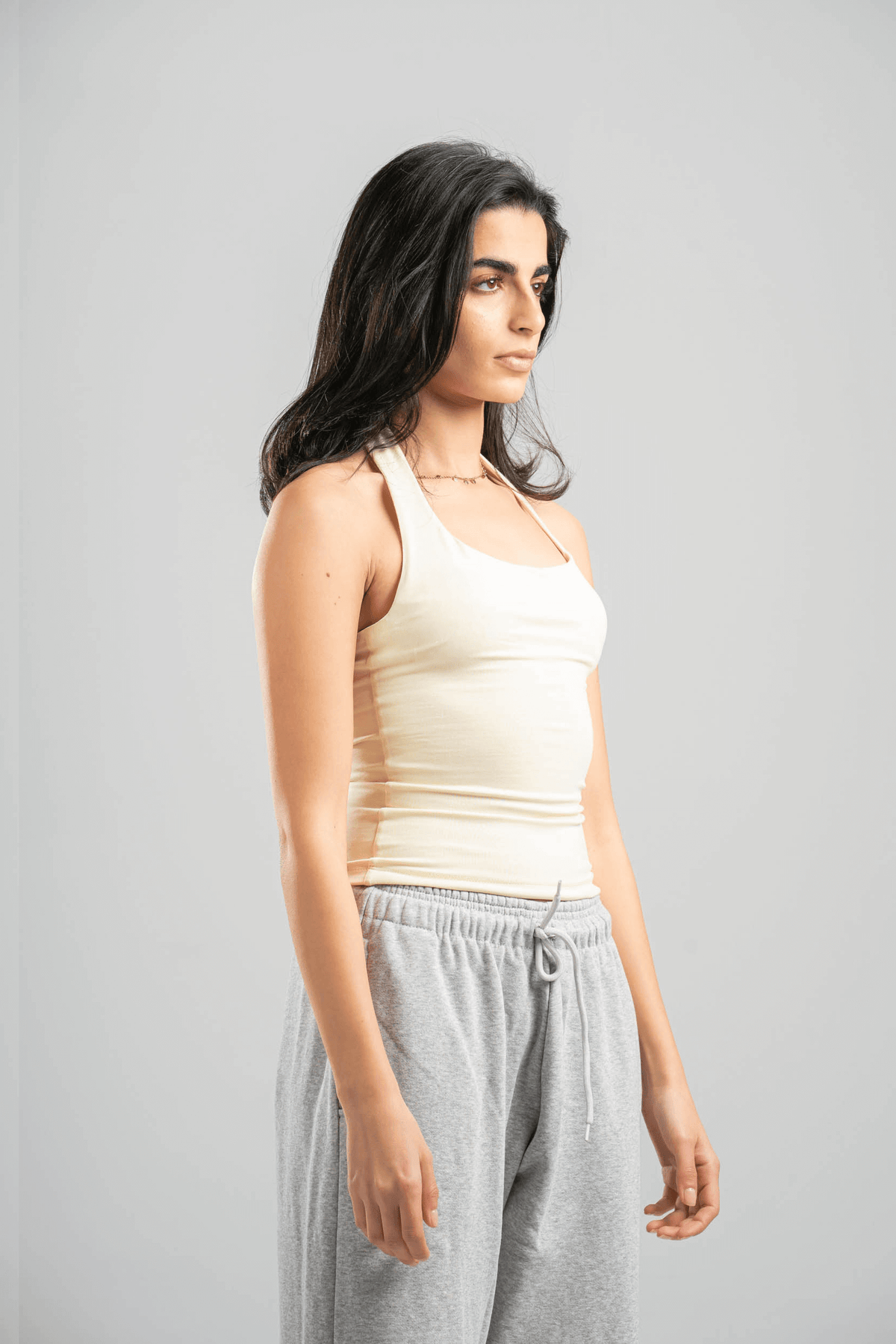 BUTTERMILK YELLOW HALTER NECK BASIC TOP