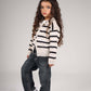 LIGHT BEIGE MINI STRIPE KNITTED CARDIGAN