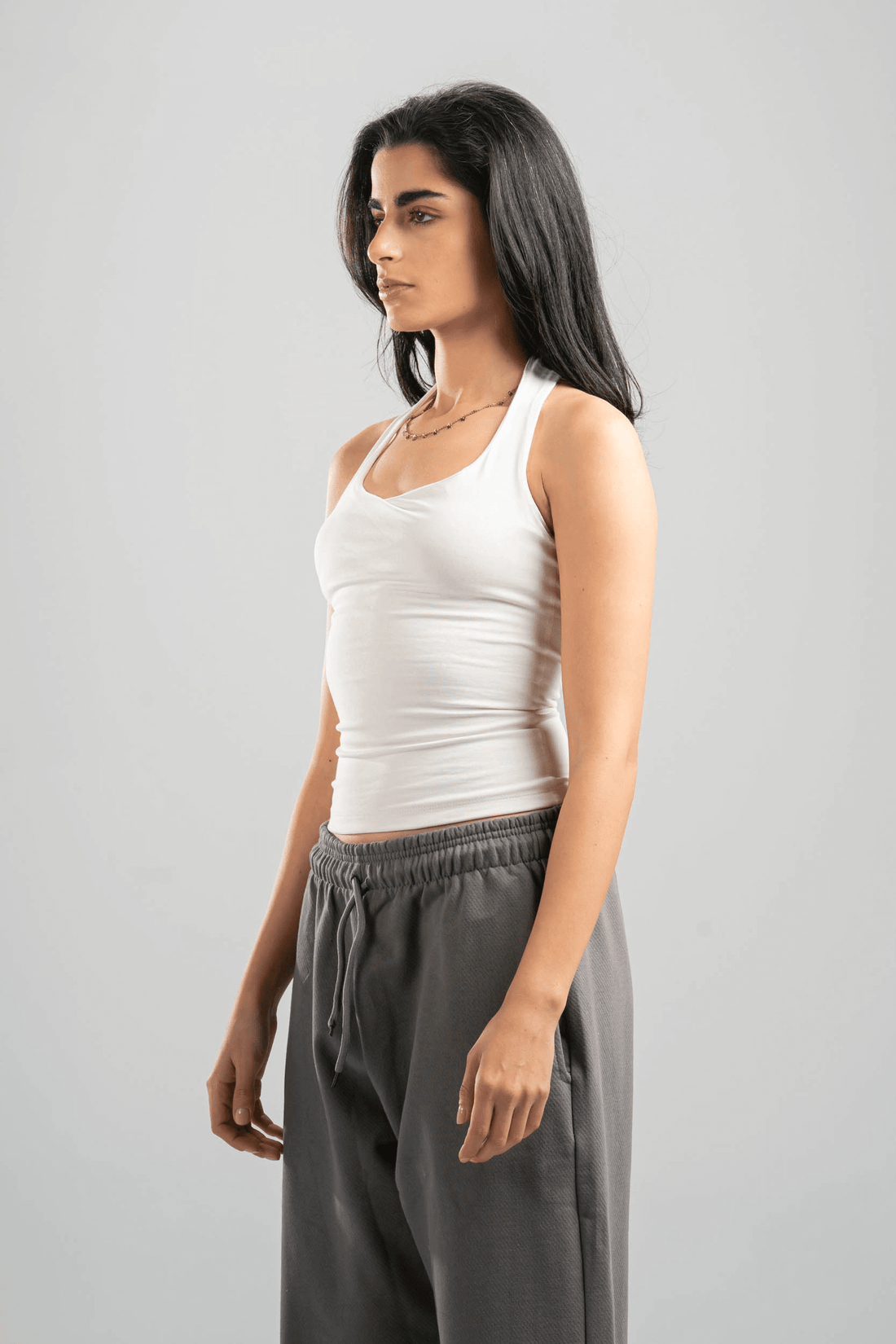 OFF WHITE HALTER NECK BASIC TOP