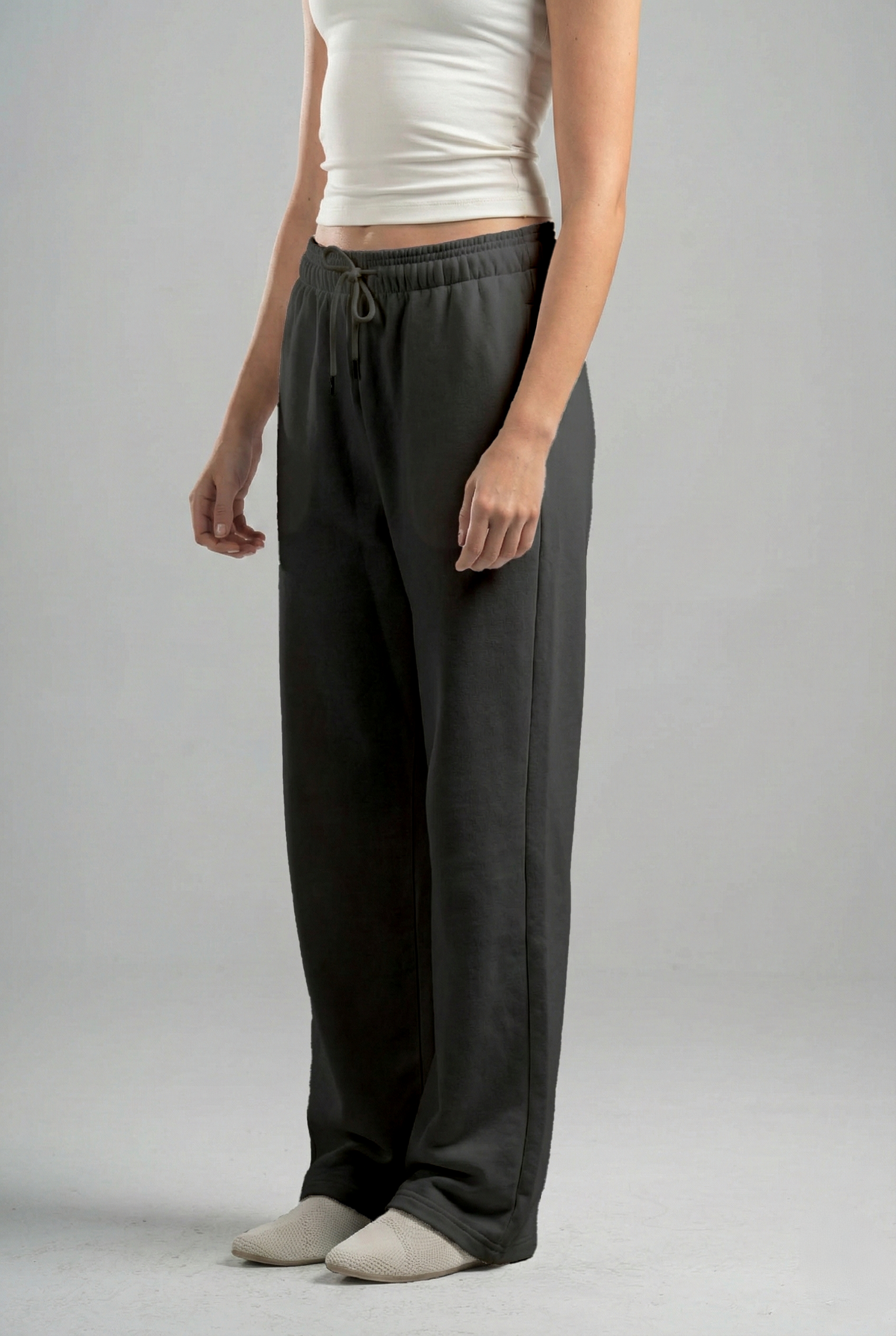 CHARCOAL GREY RELAXED LIGHTWEIGHT SWEATPANTS