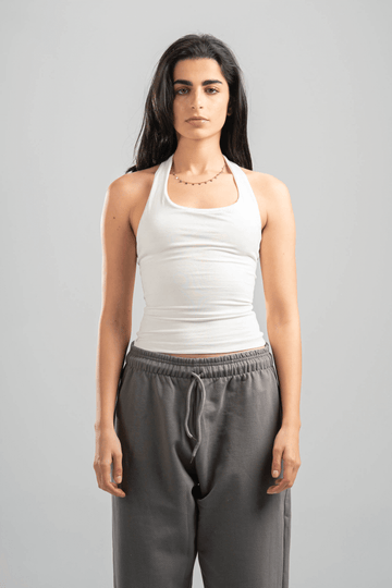 OFF WHITE HALTER NECK BASIC TOP