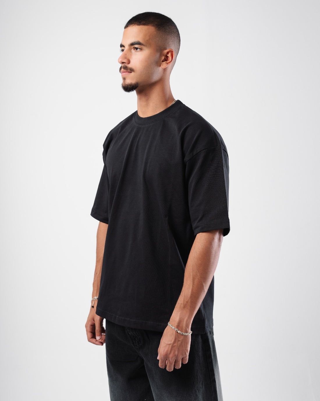 BLACK ORGANDY BOXY-TEE