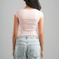 LIGHT PEACH COTTON SQUARE NECK TOP