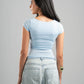 SKY BLUE COTTON SQUARE NECK TOP