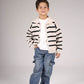 LIGHT BEIGE MINI STRIPE KNITTED CARDIGAN