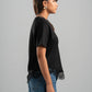 BLACK ASYMMETRIC TOP WITH LACE
