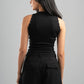 BLACK RIBBED TANK TOP WITH STUDS