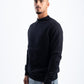 BLACK STITCHED KNITTED CREWNECK