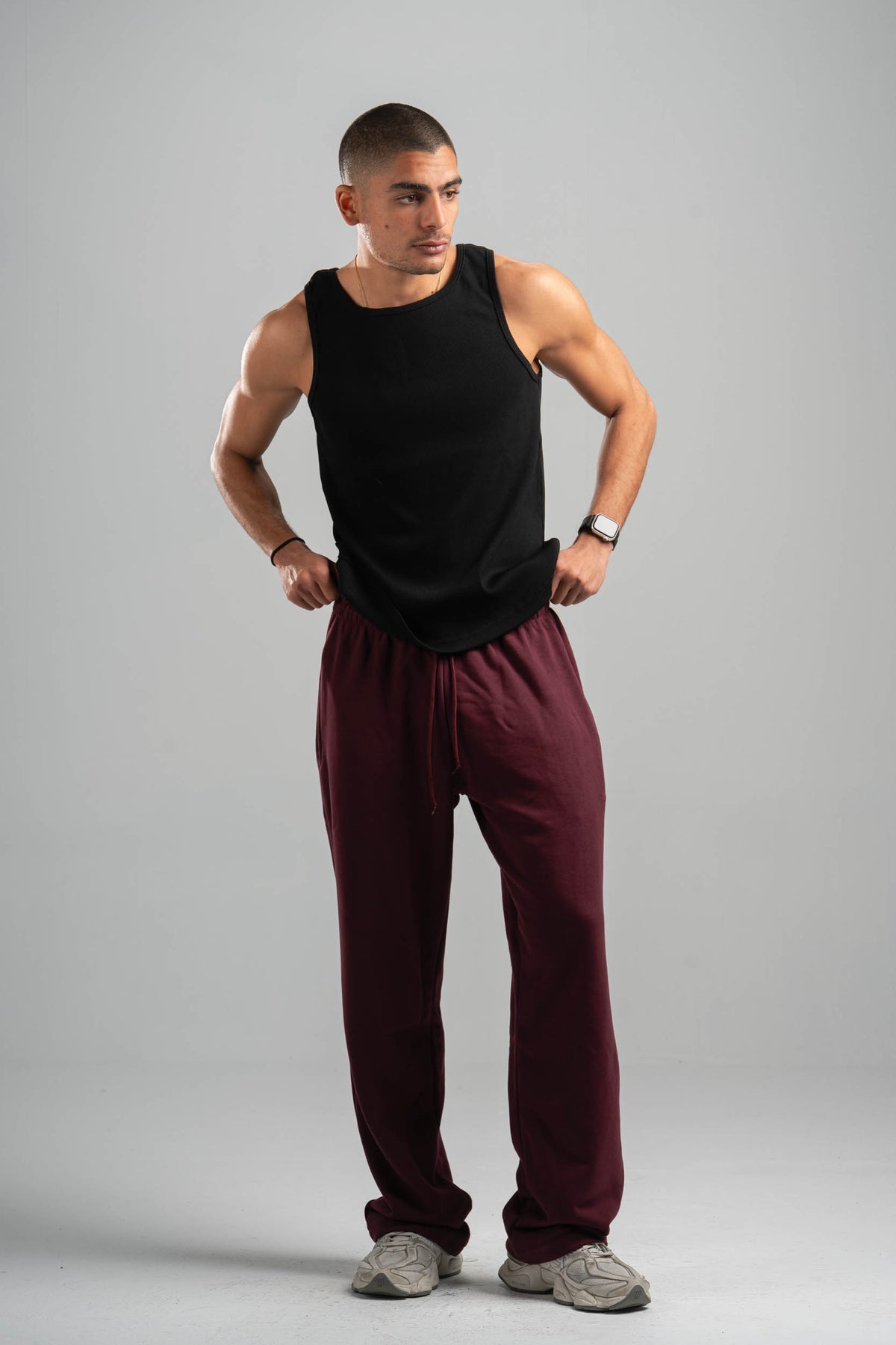 BURGUNDY RELAXED LIGHTWEIGHT SWEATPANTS