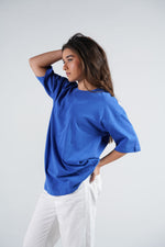 BLUE ORGANDY OVER-SIZED T-SHIRT