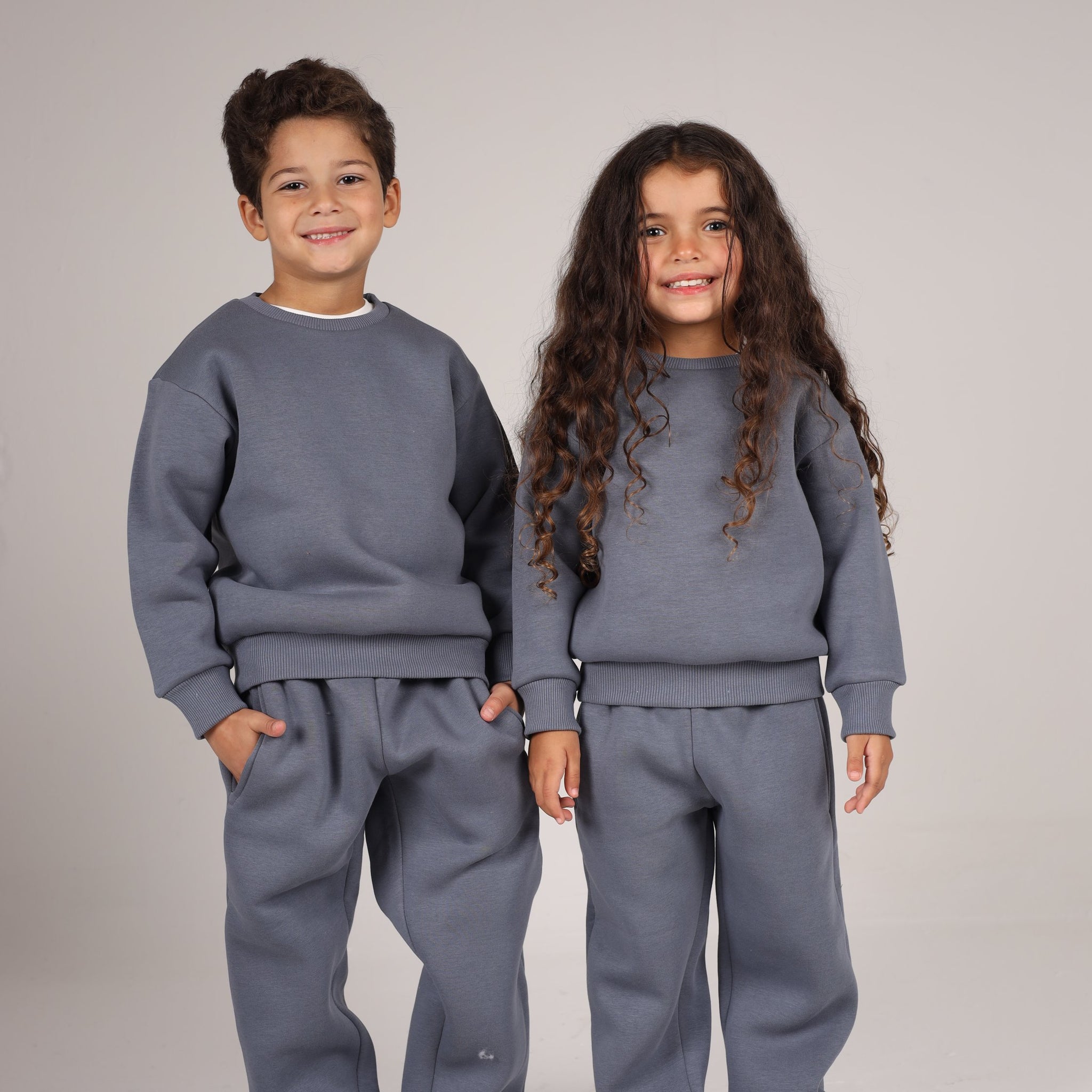 DARK GREY LITTLE ONES BOXY-FIT CREWNECK