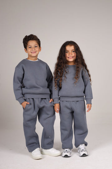 DARK GREY LITTLE ONES BOXY-FIT CREWNECK