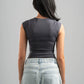 DARK GREY FITTED SHORT SLEEVE T-SHIRT